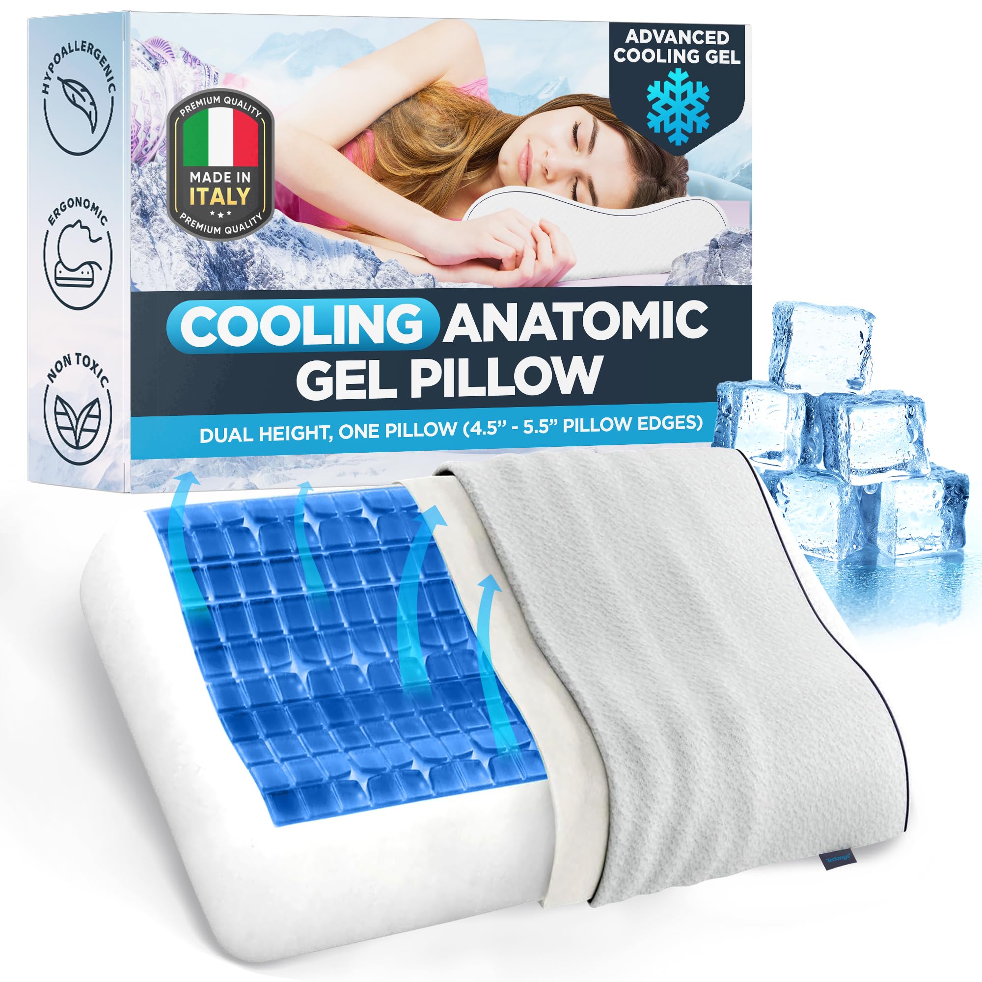 Amazon.com: Technogel Anatomic Cooling Gel Pillow – Dual-Height